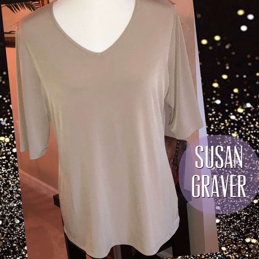 💞Susan Graver💞 Liquid Knit 3/4 Sleeve Top